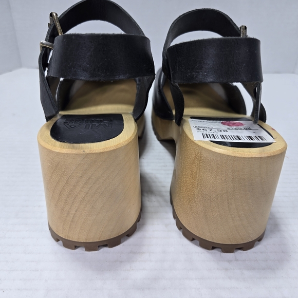 MIA Kaolib Black Leather Women's 3" Wooden Mule Clogs Size 10 - Picture 3 of 10
